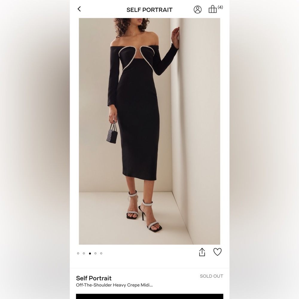 SELF PORTRAIT
Off-the-shoulder heavy crepe midi dress